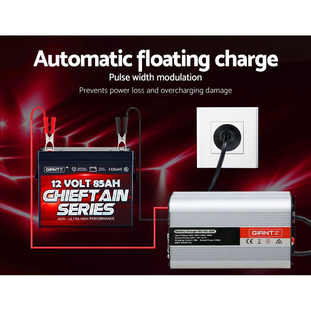 Giantz Outdoor Recreation > Camping > Batteries & Generators Giantz 12V 20A Car Battery Charger Inverter 20 Amp ATV 4WD Boat Caravan
