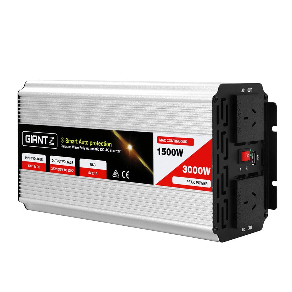 Giantz Outdoor Recreation > Camping > Batteries & Generators Giantz 1500W Puresine Wave DC-AC Power Inverter