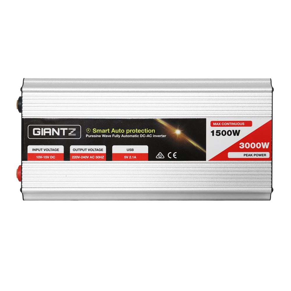 Giantz Outdoor Recreation > Camping > Batteries & Generators Giantz 1500W Puresine Wave DC-AC Power Inverter