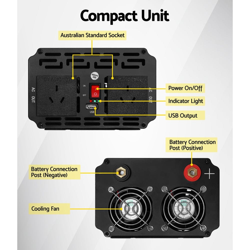 Giantz Outdoor Recreation > Camping > Batteries & Generators Giantz 1500W Puresine Wave DC-AC Power Inverter