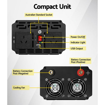 Giantz Outdoor Recreation > Camping > Batteries & Generators Giantz 1500W Puresine Wave DC-AC Power Inverter