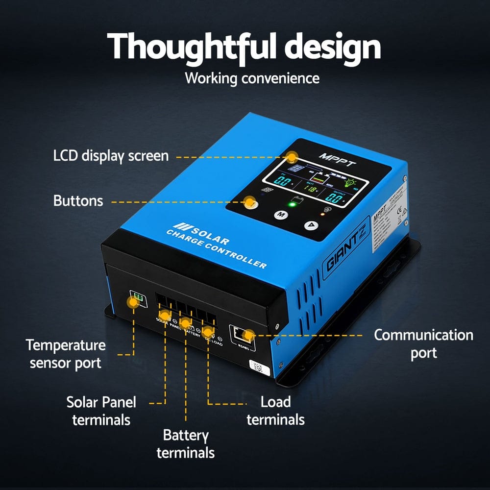 Giantz Outdoor Recreation > Camping > Batteries & Generators Giantz 60A MPPT Solar Charge Controller Auto 12V/24V/36V/48V Battery Regulator