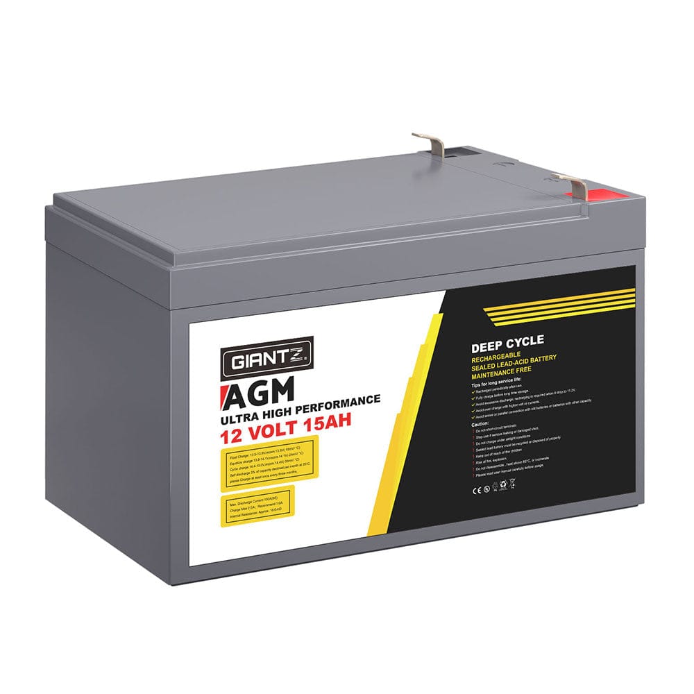 Giantz Outdoor Recreation > Camping > Batteries & Generators Giantz AGM Battery 12V 15Ah Deep Cycle Box Portable Solar Caravan Camping