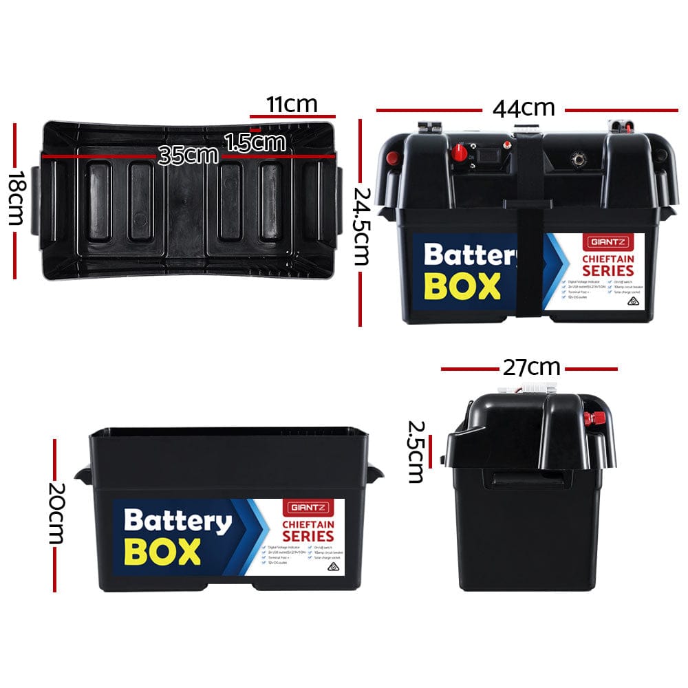 Giantz Outdoor Recreation > Camping > Batteries & Generators Giantz AGM Battery Box 12v Large Deep Cycle Box Portable Solar Caravan Camping