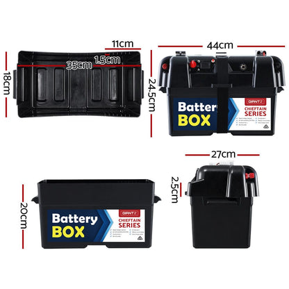 Giantz Outdoor Recreation > Camping > Batteries & Generators Giantz AGM Battery Box 12v Large Deep Cycle Box Portable Solar Caravan Camping