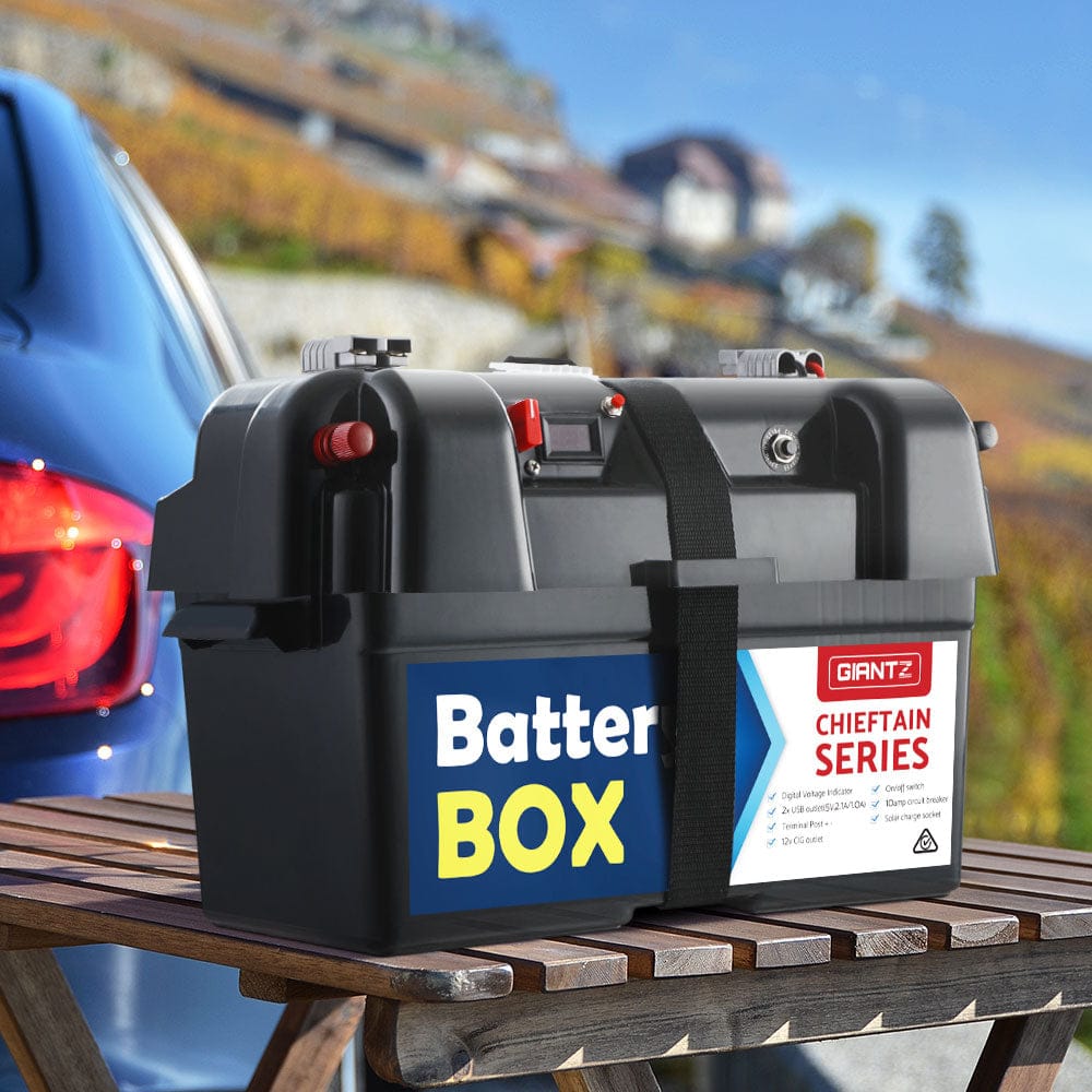 Giantz Outdoor Recreation > Camping > Batteries & Generators Giantz AGM Battery Box 12v Large Deep Cycle Box Portable Solar Caravan Camping