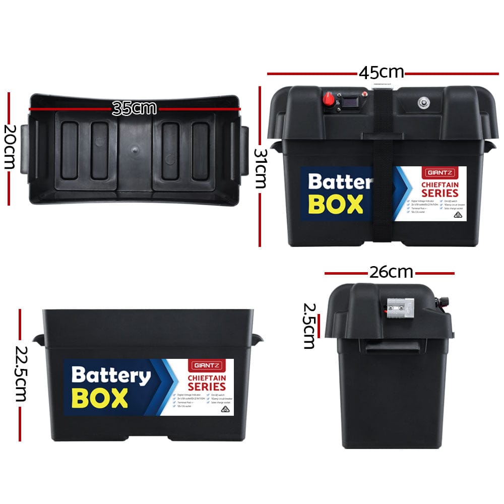 Giantz Outdoor Recreation > Camping > Batteries & Generators Giantz AGM Battery Box 12v XL Deep Cycle Portable Solar Caravan Camping