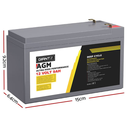 Giantz Outdoor Recreation > Camping > Batteries & Generators Giantz AGM Deep Cycle Battery 12V 9Ah Box Portable Solar Caravan Camping