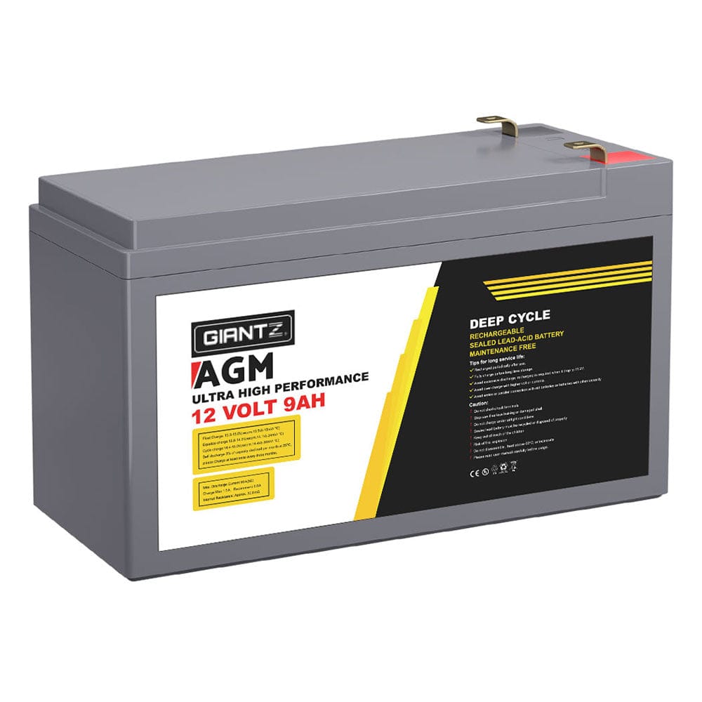 Giantz Outdoor Recreation > Camping > Batteries & Generators Giantz AGM Deep Cycle Battery 12V 9Ah Box Portable Solar Caravan Camping