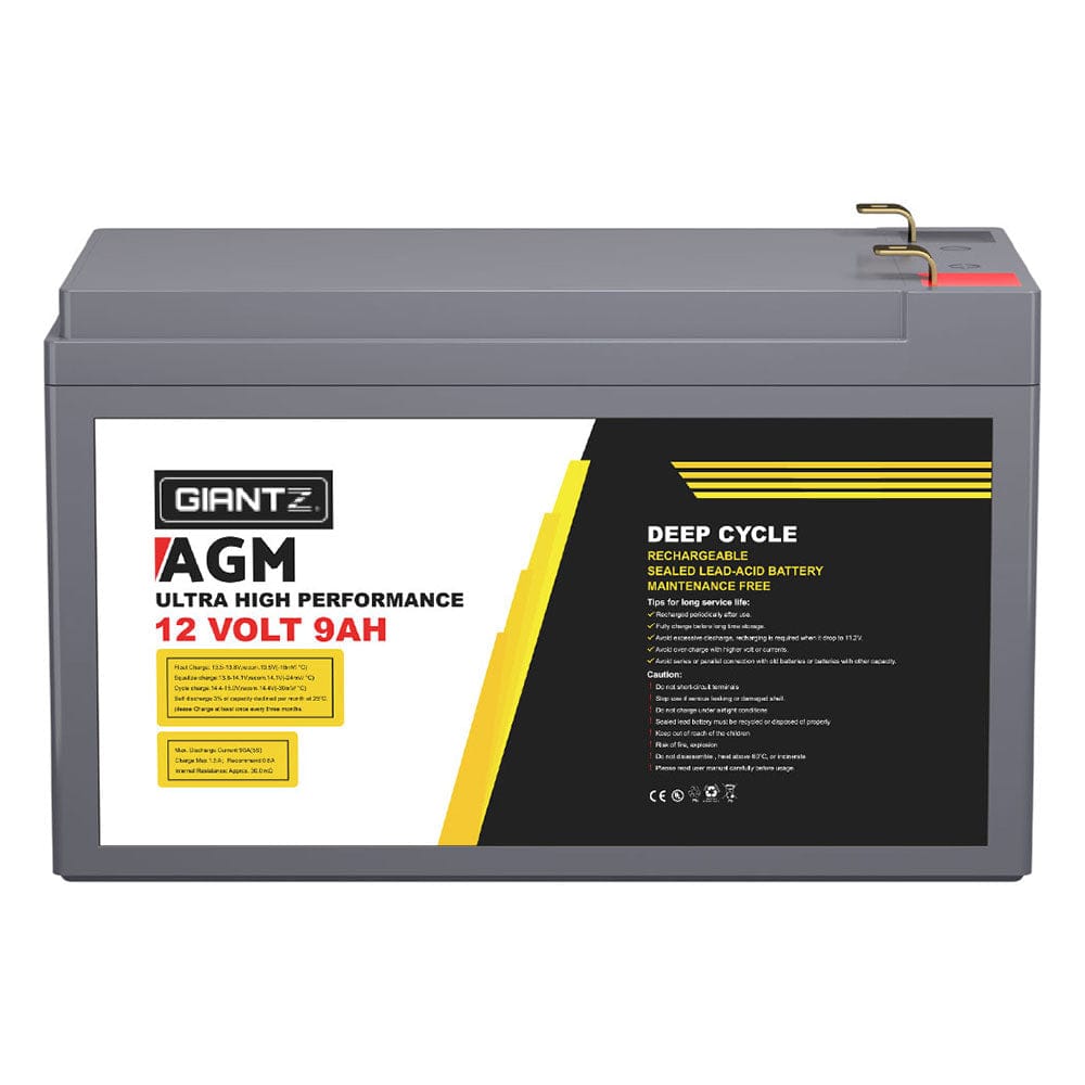 Giantz Outdoor Recreation > Camping > Batteries & Generators Giantz AGM Deep Cycle Battery 12V 9Ah Box Portable Solar Caravan Camping