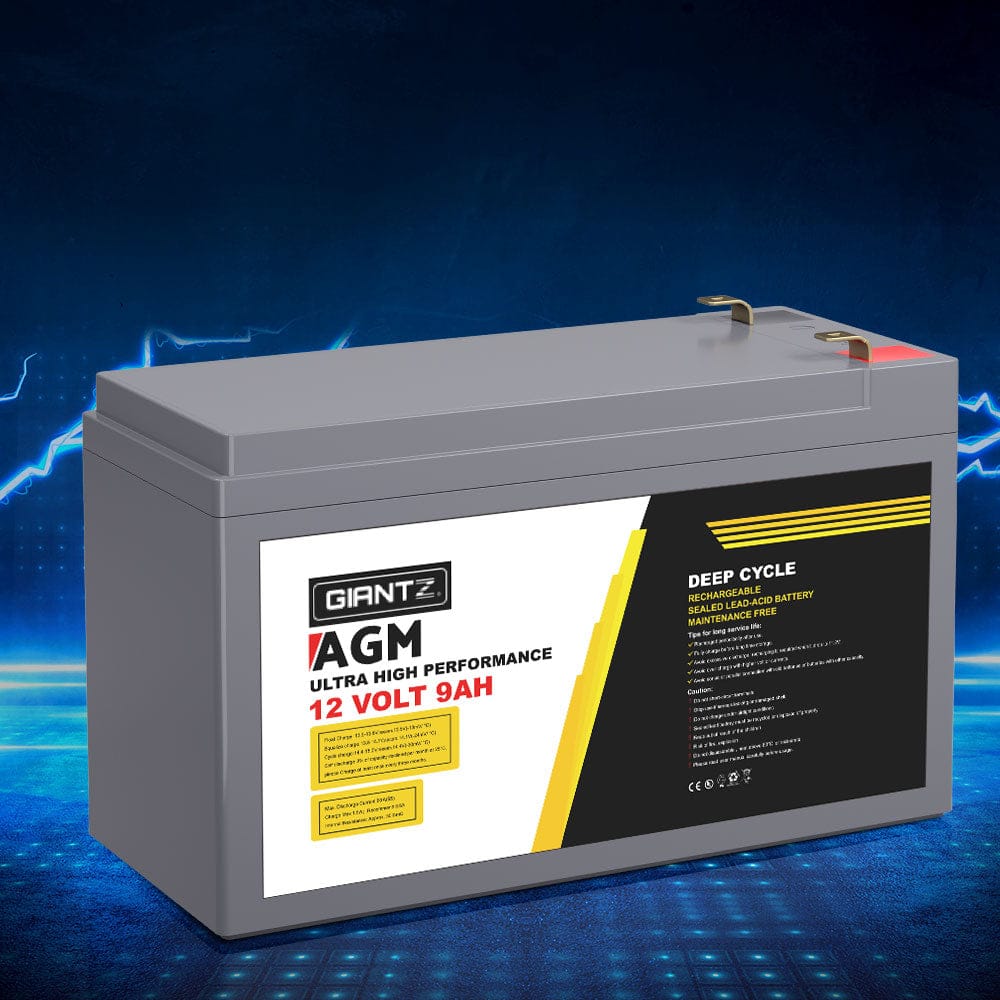 Giantz Outdoor Recreation > Camping > Batteries & Generators Giantz AGM Deep Cycle Battery 12V 9Ah Box Portable Solar Caravan Camping