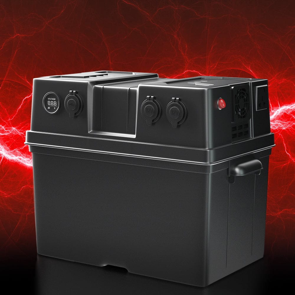 Giantz Outdoor Recreation > Camping > Batteries & Generators Giantz Battery Box 500W Inverter Deep Cycle Battery Portable Caravan Camping USB