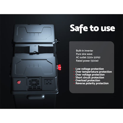 Giantz Outdoor Recreation > Camping > Batteries & Generators Giantz Battery Box 500W Inverter Deep Cycle Battery Portable Caravan Camping USB