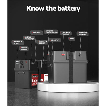 Giantz Outdoor Recreation > Camping > Batteries & Generators Giantz Battery Box 500W Inverter Deep Cycle Battery Portable Caravan Camping USB