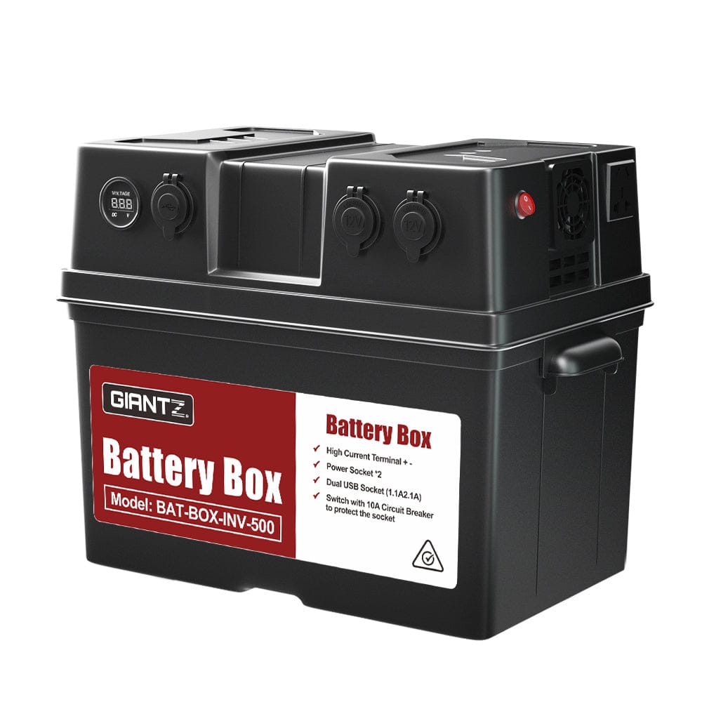 Giantz Outdoor Recreation > Camping > Batteries & Generators Giantz Battery Box 500W Inverter Deep Cycle Battery Portable Caravan Camping USB