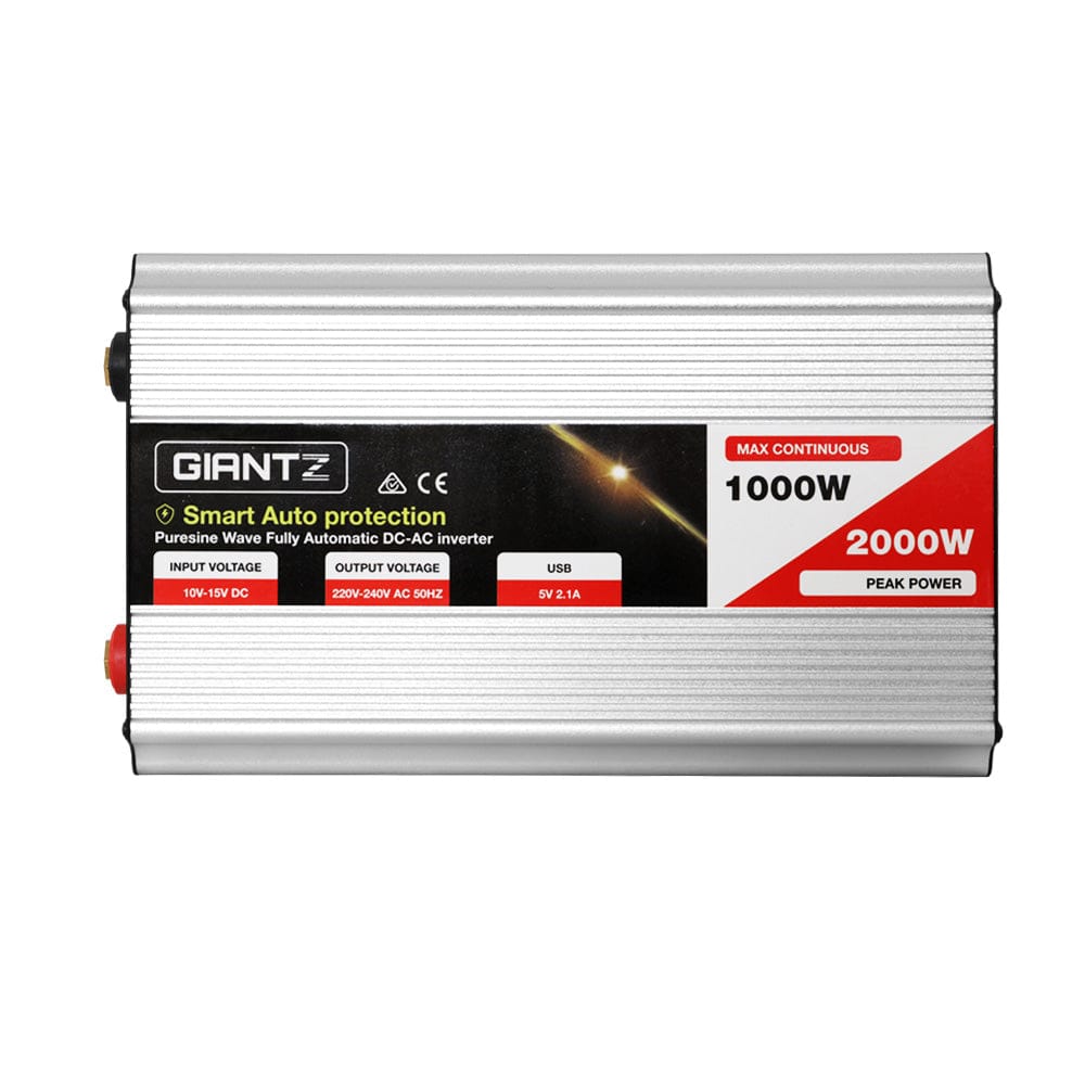 Giantz Outdoor Recreation > Camping > Batteries & Generators Giantz Power Inverter 1000W or 2000W Pure Sine Wave 12V-240V Camping Boat Caravan