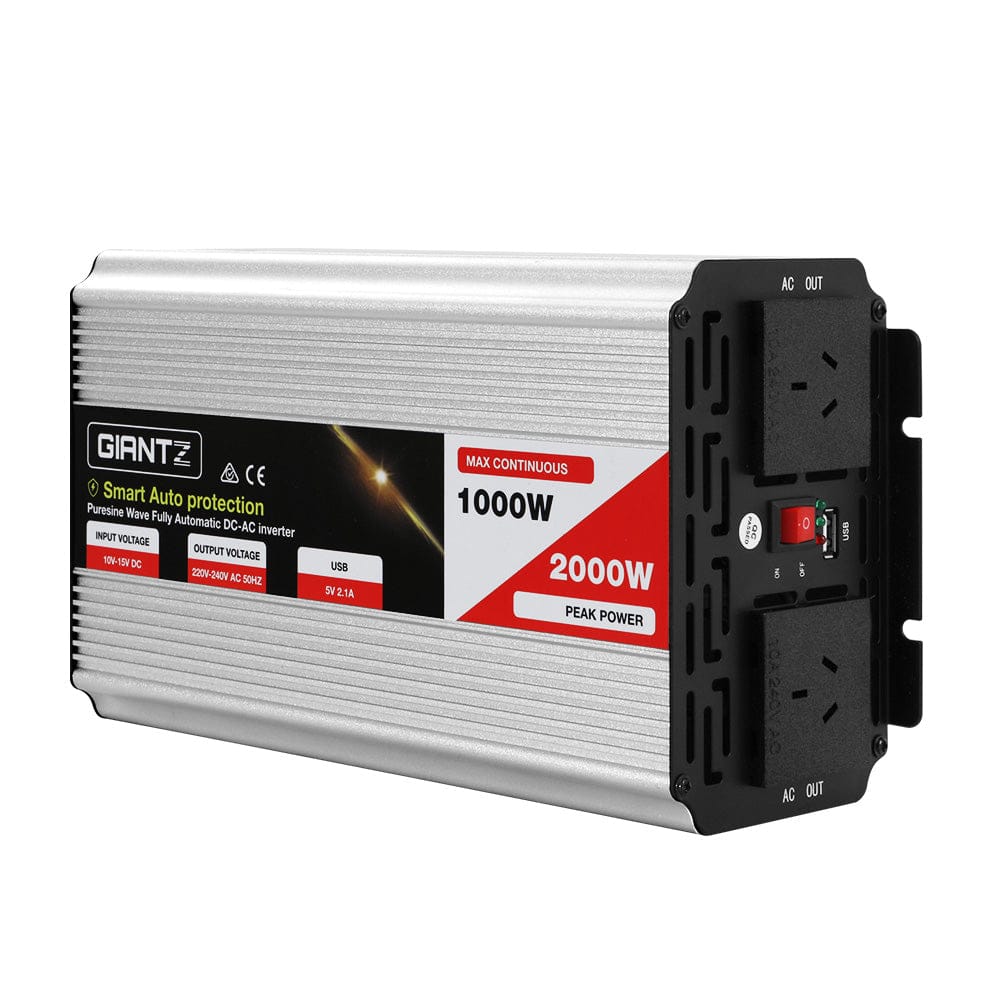 Giantz Outdoor Recreation > Camping > Batteries & Generators Giantz Power Inverter 1000W or 2000W Pure Sine Wave 12V-240V Camping Boat Caravan