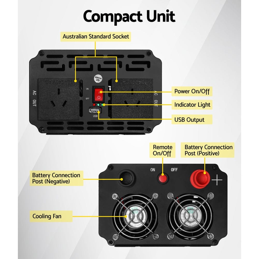 Giantz Outdoor Recreation > Camping > Batteries & Generators Giantz Power Inverter 2000W or 4000W Pure Sine Wave 12V-240V Camping Boat Caravan