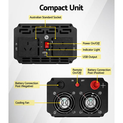 Giantz Outdoor Recreation > Camping > Batteries & Generators Giantz Power Inverter 2000W or 4000W Pure Sine Wave 12V-240V Camping Boat Caravan