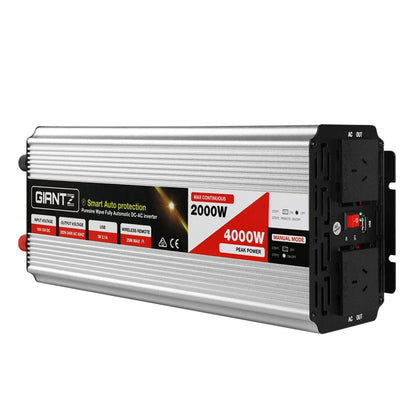 Giantz Outdoor Recreation > Camping > Batteries & Generators Giantz Power Inverter 2000W or 4000W Pure Sine Wave 12V-240V Camping Boat Caravan