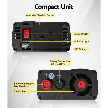 Giantz Outdoor Recreation > Camping > Batteries & Generators Giantz Power Inverter 600W/1200W 12V to 240V Pure Sine Wave Camping Car Boat