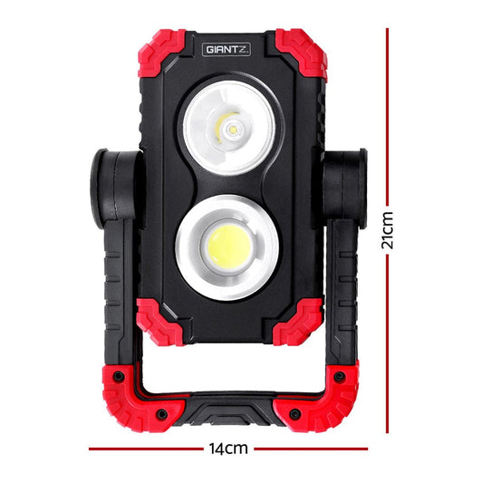 Giantz Outdoor Recreation > Camping > Camping Lights & Lanterns Giantz Work Light Rechargeable Torch USB Cordless LED Lamp Rotation Folding
