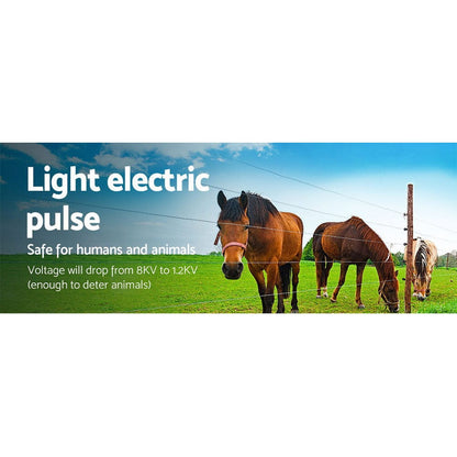 Giantz Pet Care > Farm Supplies > Fencing Giantz Fence Energiser 3KM Solar Powered 0.1J Electric Fencing Charger