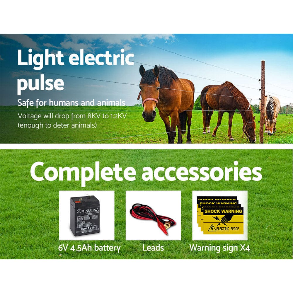 Giantz Pet Care > Farm Supplies > Fencing Giantz Fence Energiser 5KM Solar Powered 0.15J Electric Fencing Charger