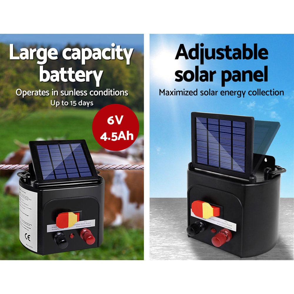 Giantz Pet Care > Farm Supplies > Fencing Giantz Fence Energiser 5KM Solar Powered 0.15J Electric Fencing Charger