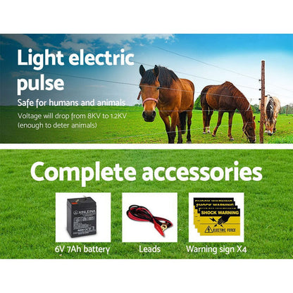 Giantz Pet Care > Farm Supplies > Fencing Giantz Fence Energiser 8KM Solar Powered 0.3J Electric Fencing Charger