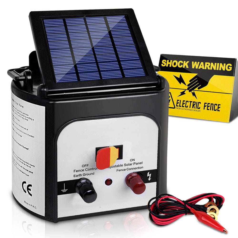 Giantz Pet Care > Farm Supplies > Fencing Giantz Fence Energiser 8KM Solar Powered 0.3J Electric Fencing Charger