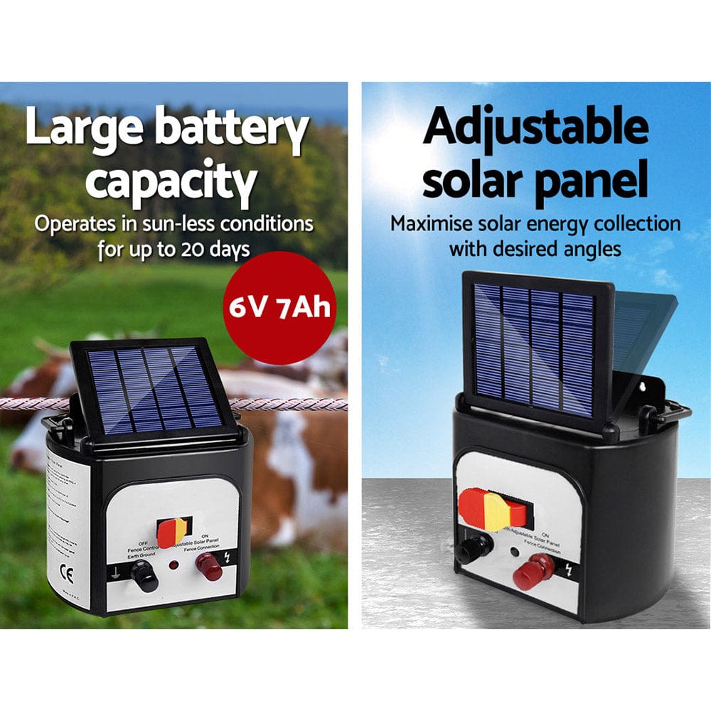 Giantz Pet Care > Farm Supplies > Fencing Giantz Fence Energiser 8KM Solar Powered 0.3J Electric Fencing Charger