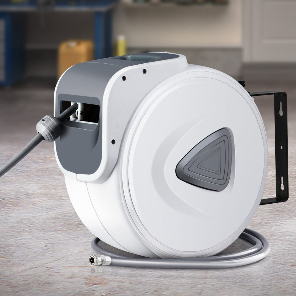 Giantz Tools > Air Compressor > Air Compressors Accessories Giantz Air Hose Reel 10m Retractable Rewind Swivel Wall Mount Compressor Garage