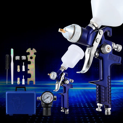 Giantz Tools > Air Compressor > Air Compressors Giantz 2PC HVLP Spray Gun Paint Gun Gravity Feed 0.8mm 1.4,mm Nozzles Included