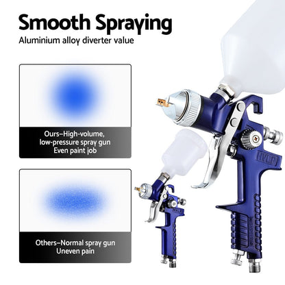 Giantz Tools > Air Compressor > Air Compressors Giantz 2PC HVLP Spray Gun Paint Gun Gravity Feed 0.8mm 1.4,mm Nozzles Included