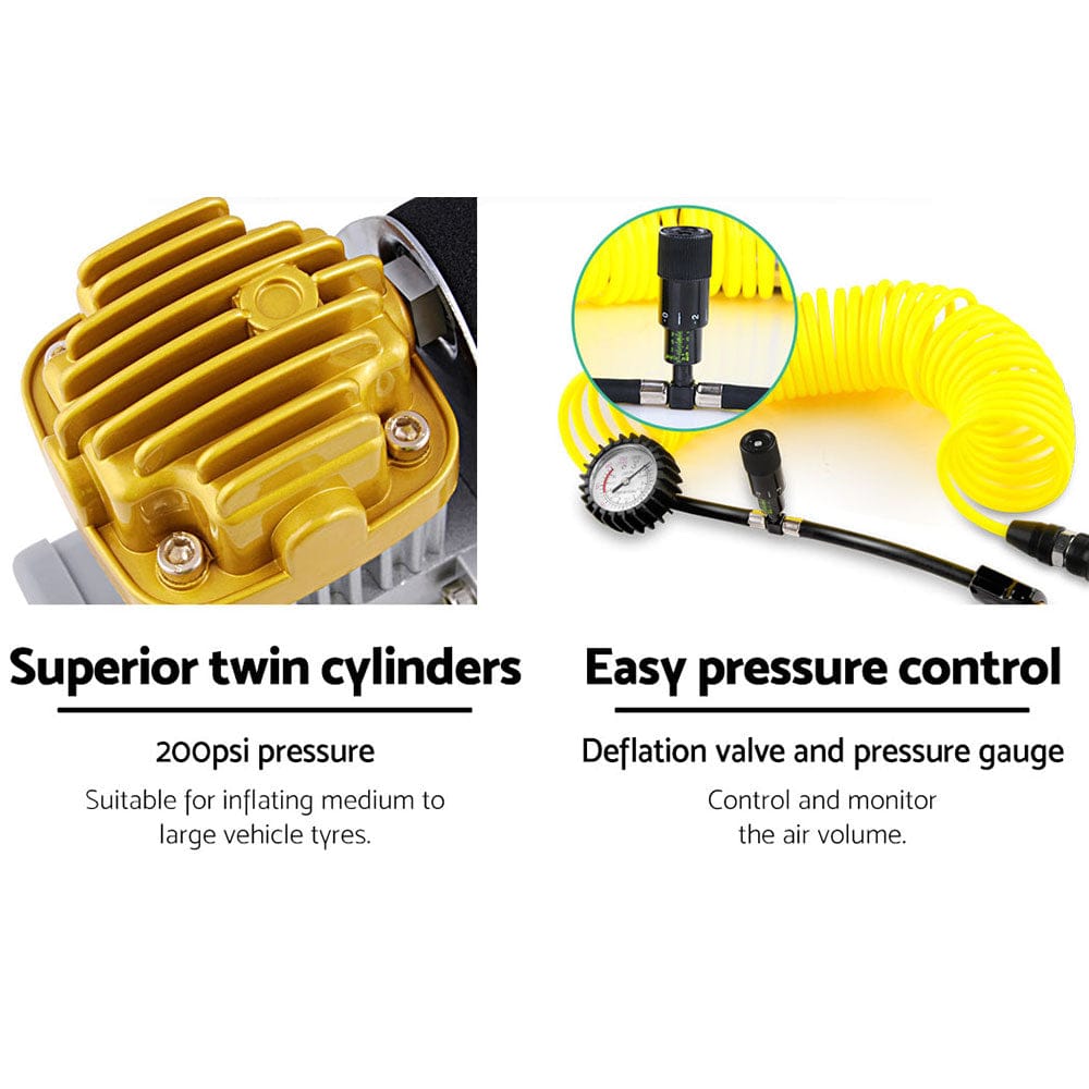 Giantz Tools > Air Compressor > Air Compressors Giantz Air Compressor 12V 4x4 Tyre 200L/MIN Deflator Inflator Car Truck Portable