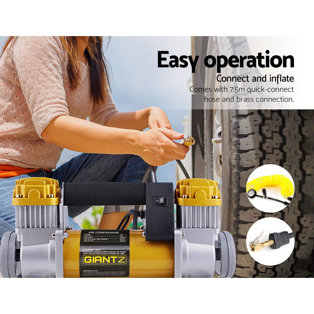 Giantz Tools > Air Compressor > Air Compressors Giantz Air Compressor 12V 4x4 Tyre 200L/MIN Deflator Inflator Car Truck Portable