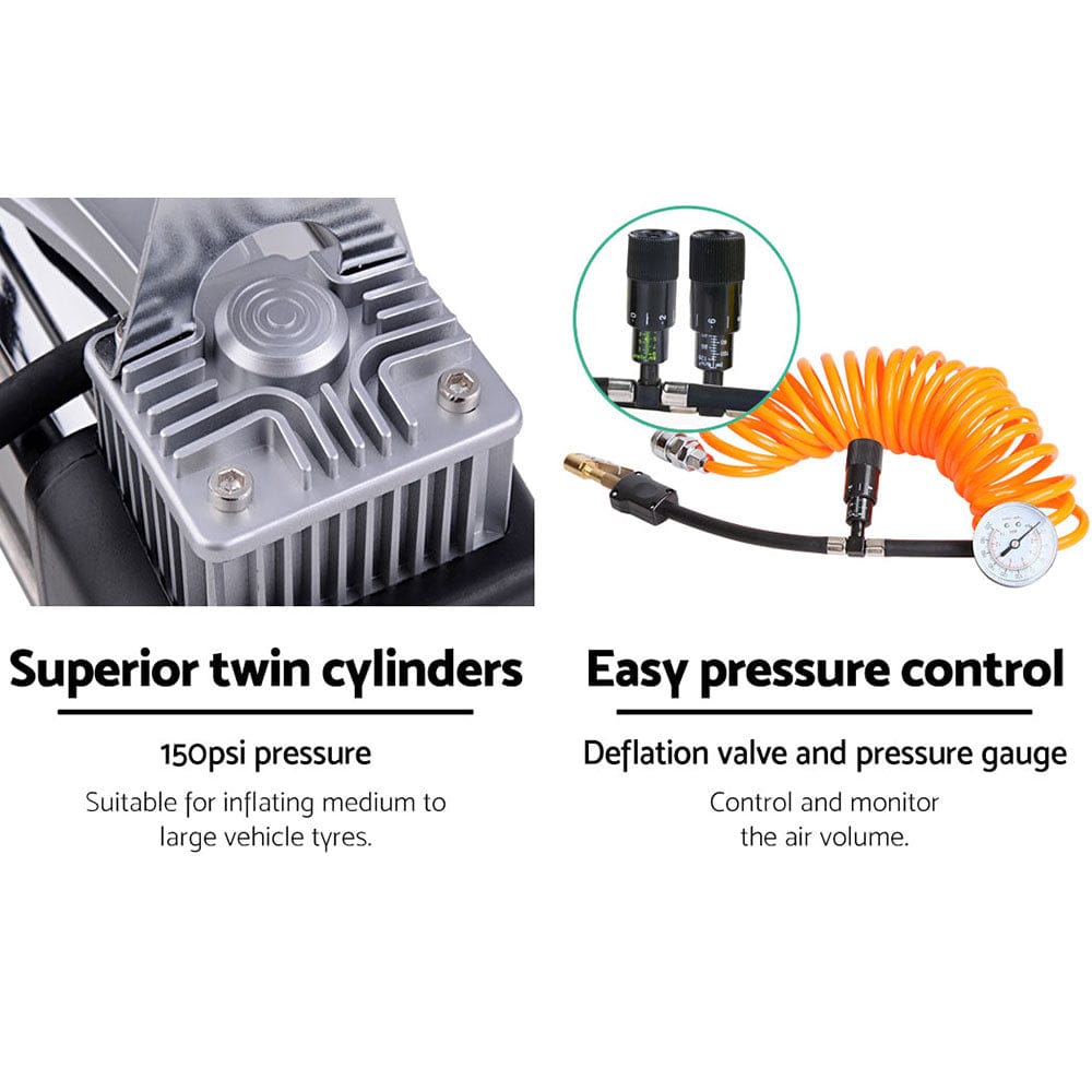 Giantz Tools > Air Compressor > Air Compressors Giantz Air Compressor 12V 4x4 Tyre 85L/min Deflator Inflator Car Truck Portable