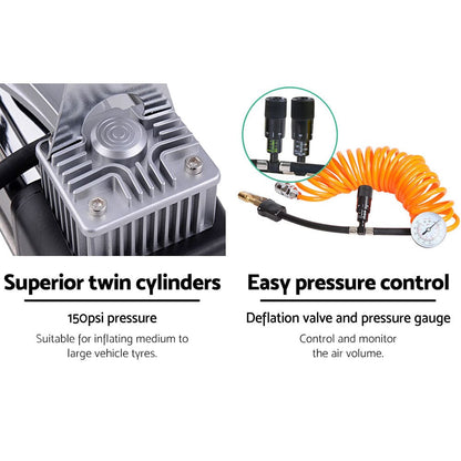 Giantz Tools > Air Compressor > Air Compressors Giantz Air Compressor 12V 4x4 Tyre 85L/min Deflator Inflator Car Truck Portable