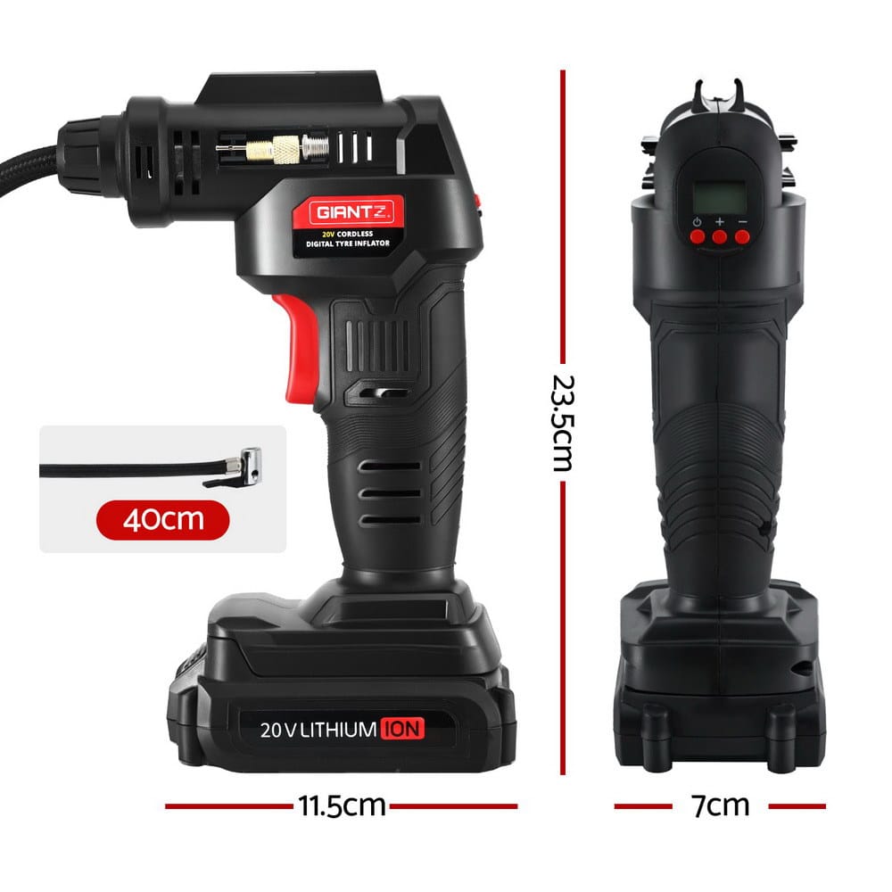 Giantz Tools > Air Compressor > Air Compressors Giantz Cordless Tyre Inflator Portable Air Compressor Pump 20V 120PSI Digital LED