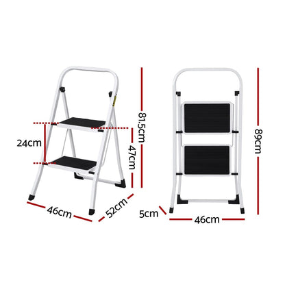 Giantz Tools > Industrial Tools > Ladders & Scaffolding Giantz 2 Step Ladder Multi-Purpose Folding Steel Light Weight Platform
