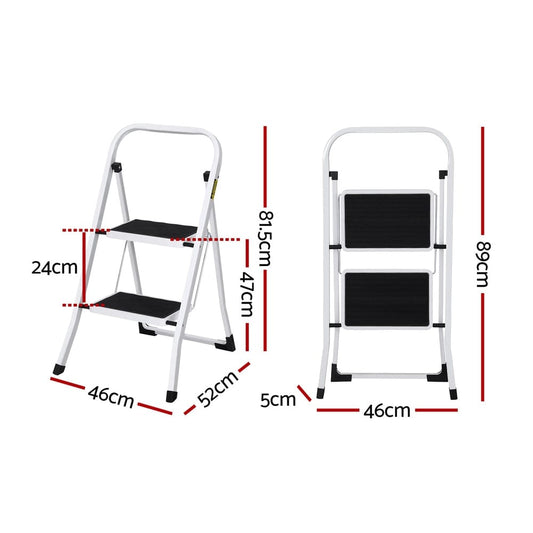 Giantz Tools > Industrial Tools > Ladders & Scaffolding Giantz 2 Step Ladder Multi-Purpose Folding Steel Light Weight Platform