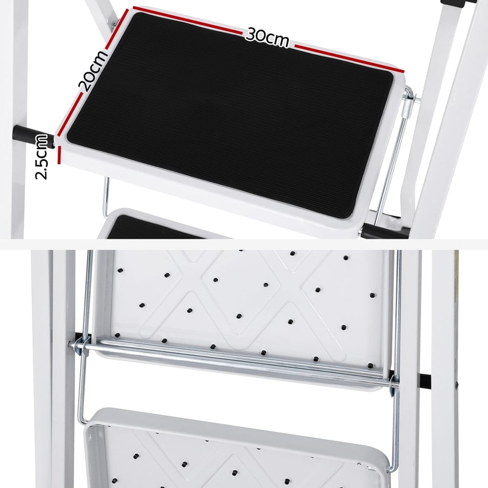 Giantz Tools > Industrial Tools > Ladders & Scaffolding Giantz 2 Step Ladder Multi-Purpose Folding Steel Light Weight Platform