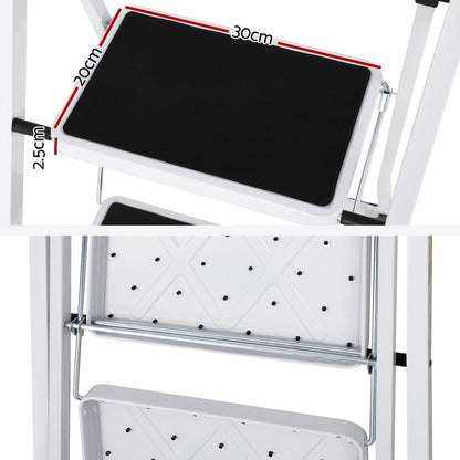 Giantz Tools > Industrial Tools > Ladders & Scaffolding Giantz 2 Step Ladder Multi-Purpose Folding Steel Light Weight Platform
