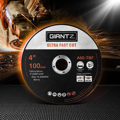 Giantz Tools > Industrial Tools > Saw Accessories Giantz 200-Piece Cutting Discs 4" 100mm,Giantz 200pcs 4" Cutting Discs 100mm Angle Grinder Thin Cut Off Wheel for Metal