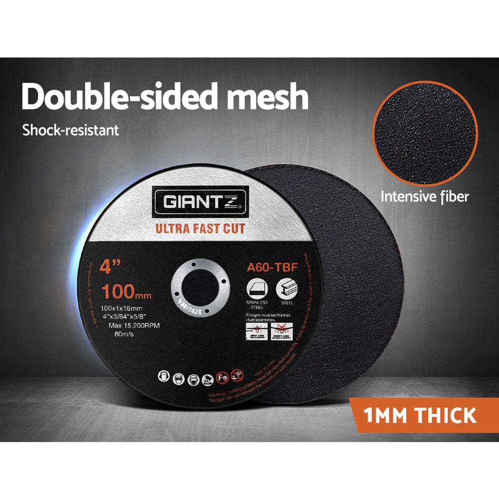 Giantz Tools > Industrial Tools > Saw Accessories Giantz 50-Piece Cutting Discs 4" 100mm,Giantz 50pcs 4" Cutting Discs 100mm Angle Grinder Thin Cut Off Wheel for Metal