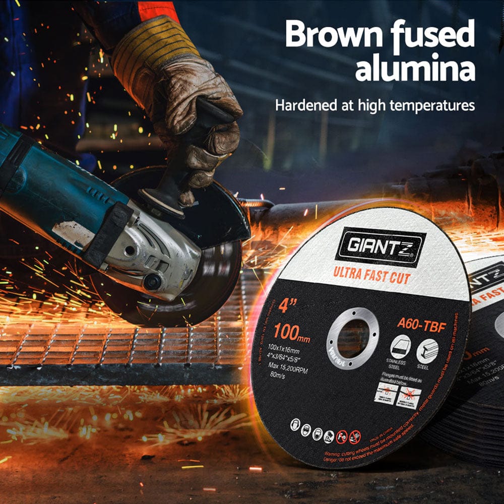 Giantz Tools > Industrial Tools > Saw Accessories Giantz 50-Piece Cutting Discs 4" 100mm,Giantz 50pcs 4" Cutting Discs 100mm Angle Grinder Thin Cut Off Wheel for Metal