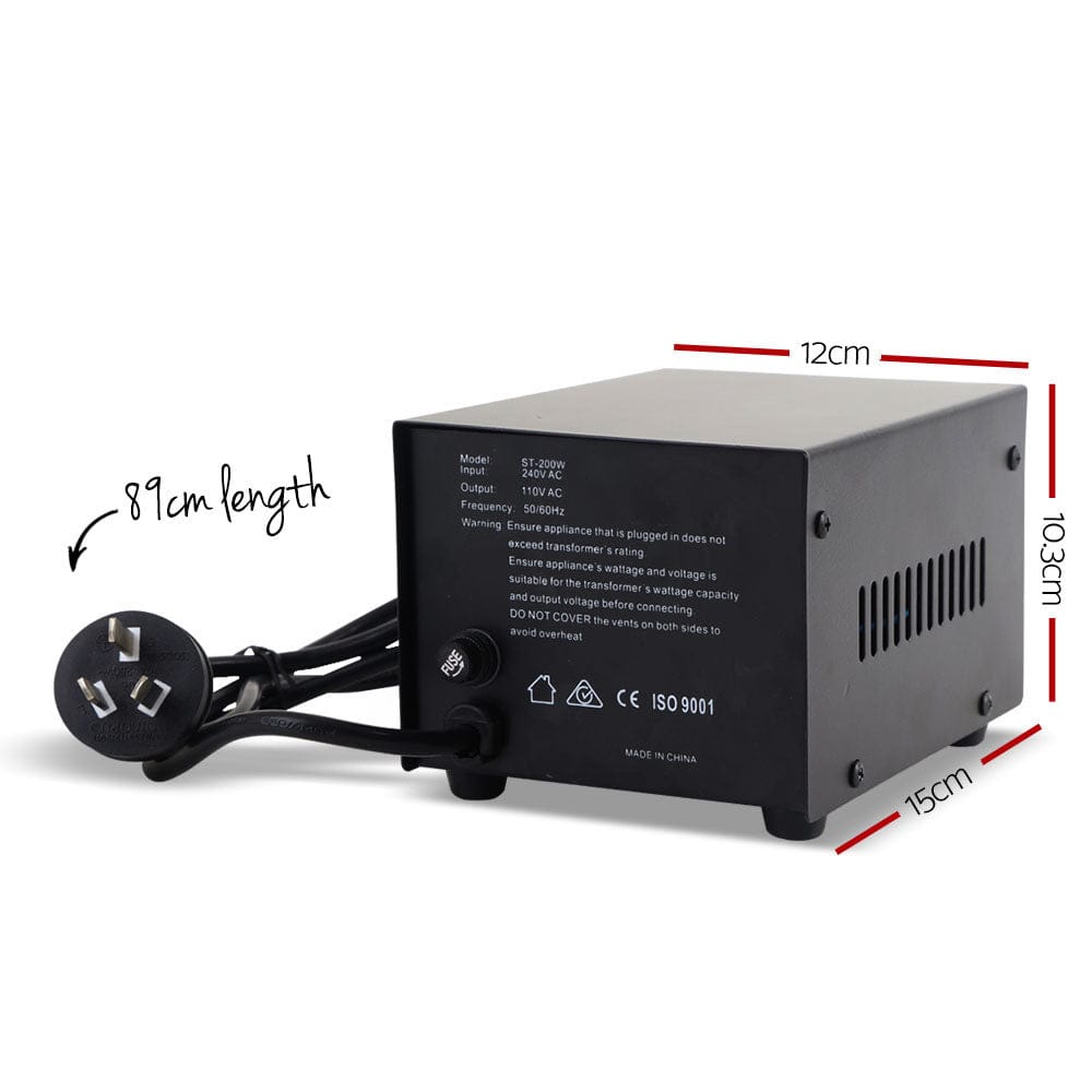 Giantz Tools > Industrial Tools > Transformers & Regulators Giantz Step Down Transformer 200W 240V TO 110V Stepdown Voltage Converter AU-US