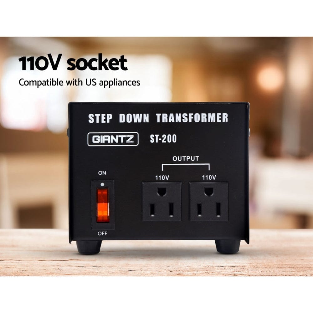 Giantz Tools > Industrial Tools > Transformers & Regulators Giantz Step Down Transformer 200W 240V TO 110V Stepdown Voltage Converter AU-US