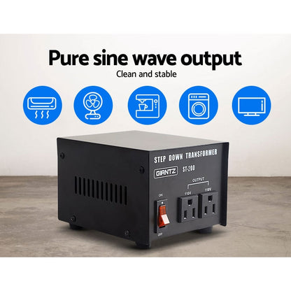 Giantz Tools > Industrial Tools > Transformers & Regulators Giantz Step Down Transformer 200W 240V TO 110V Stepdown Voltage Converter AU-US
